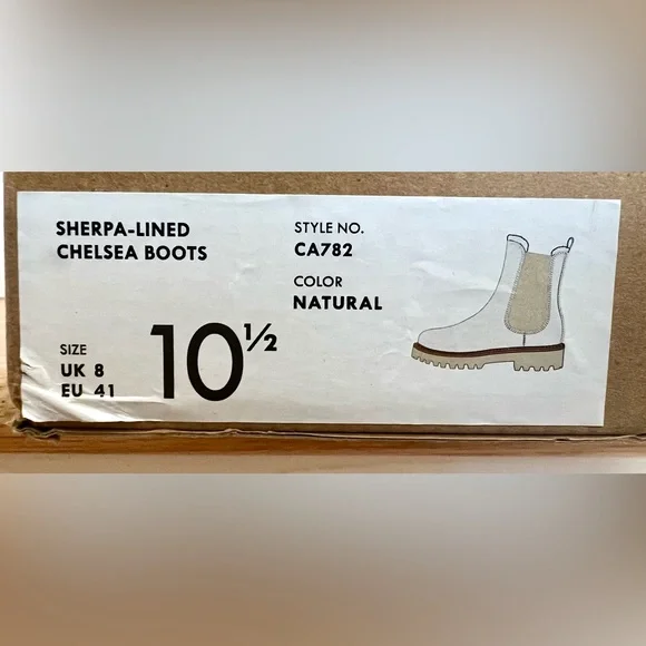 NWT J.Crew Sherpa-Lined Lug Sole Chelsea Boots | Natural Tan | 10.5 | SOLD OUT - Picture 5 of 7